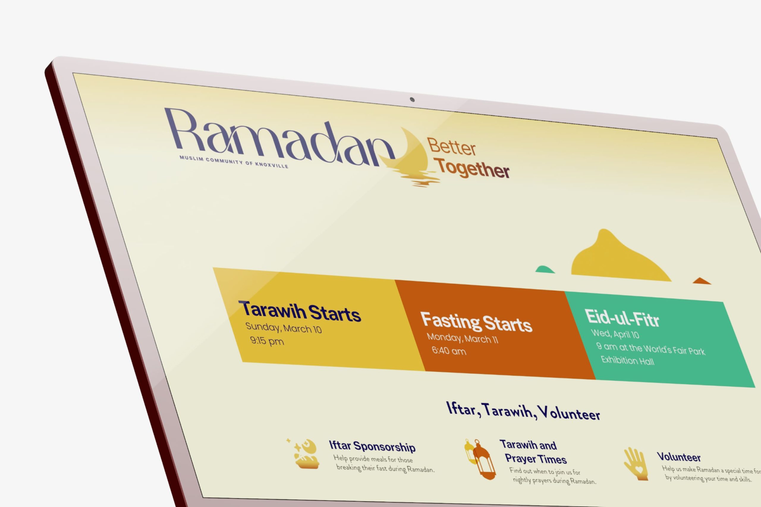 Desktop monitor displaying the comprehensive website footer with structured sitemap links for About, Resources, Get Involved, and newsletter subscription.
