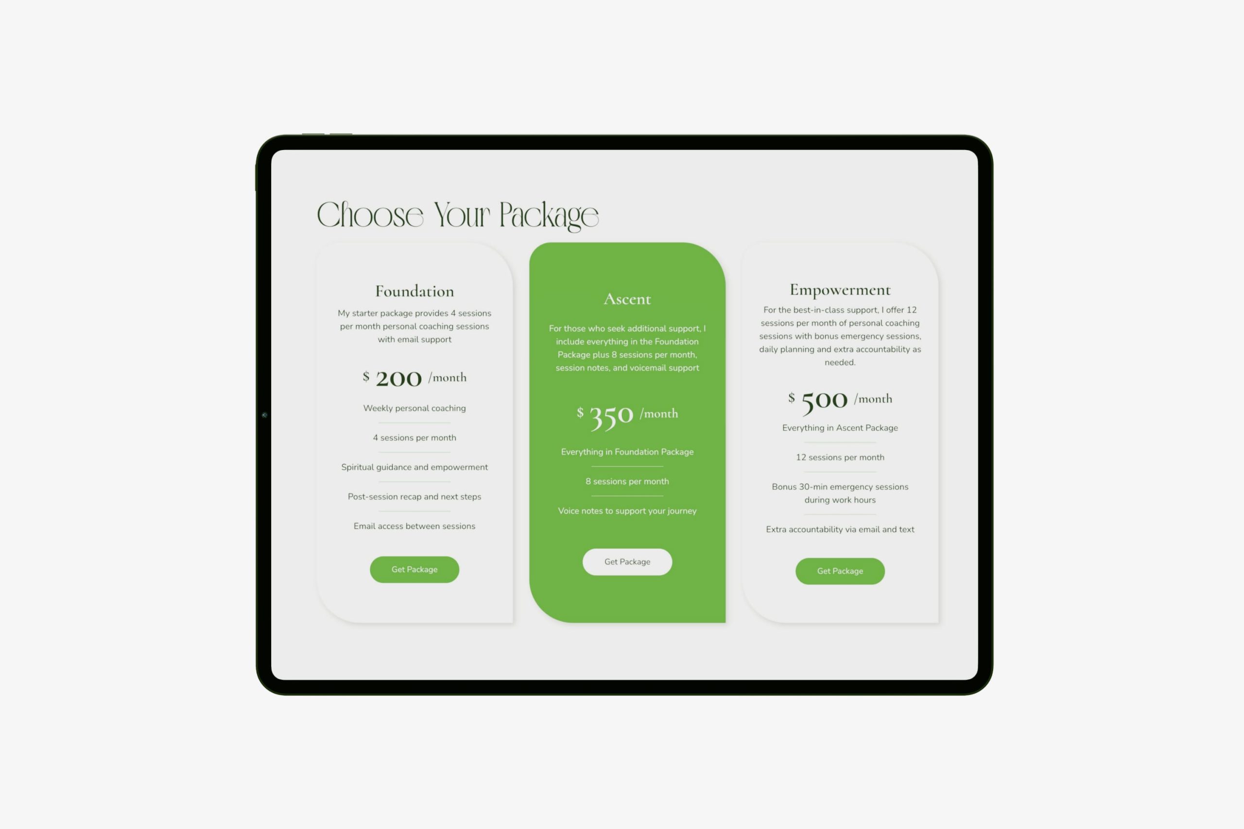 Tablet screen displaying the Unlock Your Potential banner above the large circular green Soar & Shine Life Coaching logo.